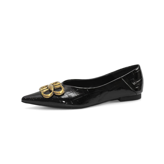 Damen Ballerinas mit elegantem Spitzenbereich und luxuriösem Schnallenakzent R&B