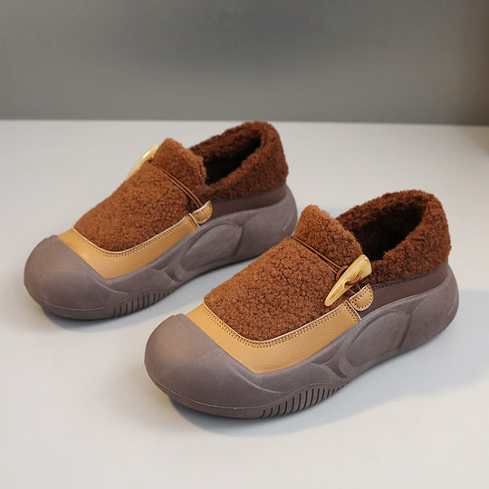 Damen warme Hausschuhe mit praktischer Schnalle und rutschfester Sohle R&B