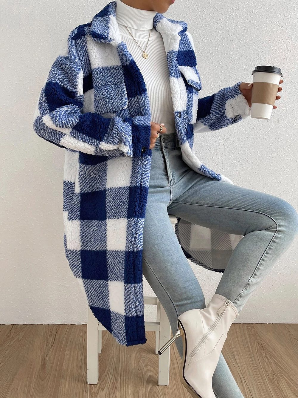 R&B | Weiche Teddyjacke mit Karomuster Warm und Komfortabel Perfekt für Den Herbst
