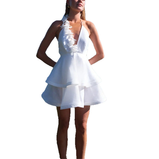Damen Neckholder Kleid mit voluminösem Rock R&B