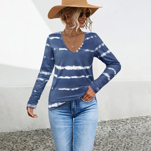 Damen Langarmshirt mit modernem Batikmuster R&B