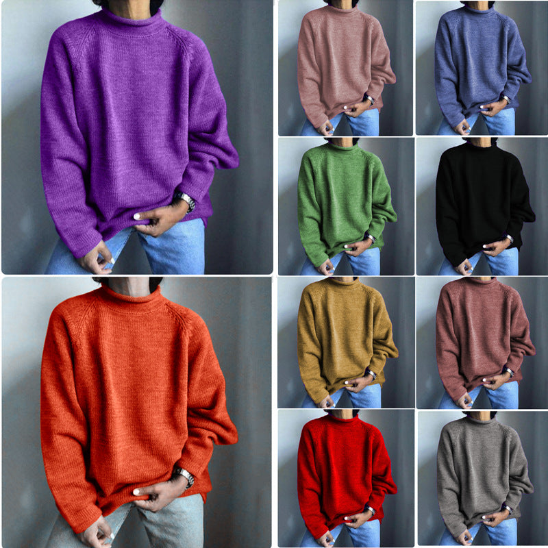 Damen nan kastiger Feinstrickpullover mit kurzem Stehkragen und Raglanärmeln R&B