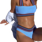 Damen Hochrising Bikini mit strukturiertem Stoff und breiten Trägern R&B