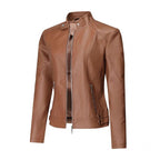 Damen Lederjacke mit asymmetrischem Reißverschluss
