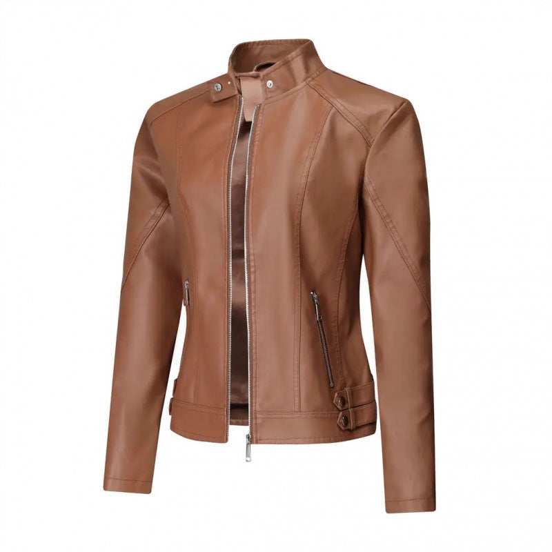 Damen Lederjacke mit asymmetrischem Reißverschluss