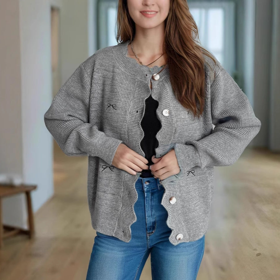 Damen Strickjacke mit verspieltem Knopf-Detail und schöner Struktur R&B