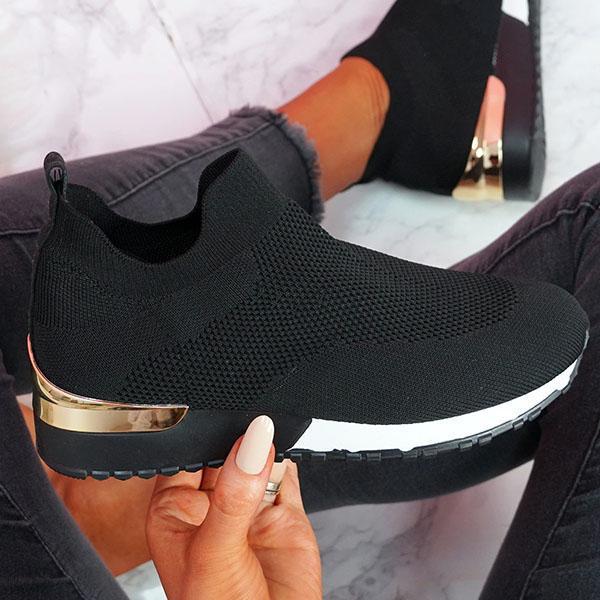 Damen sportliche Slip-On Sneakers mit innovativem Strickdesign R&B
