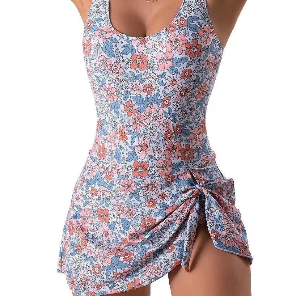 Damen Badespielanzug mit Wickelrock und verstellbarem Knoten R&B