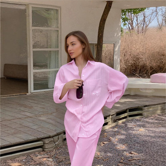 Damen gemütliches Lounge-Set mit gestreiftem Design R&B