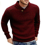 Herren Strickpullover mit Schalkragen und Knopfdetail