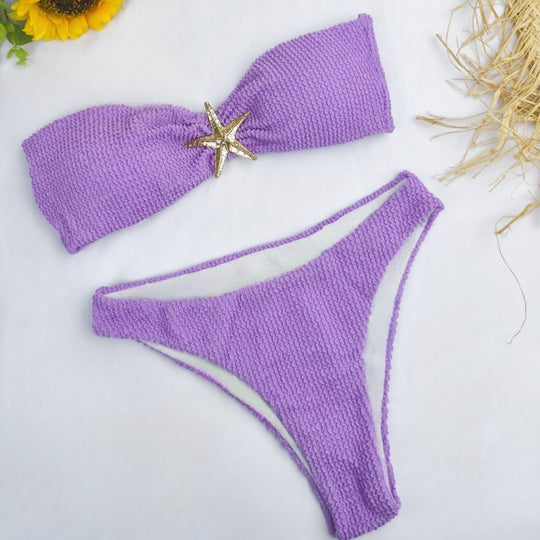 Damen Bandeau-Bikini mit funkelndem Sternen-Detail R&B