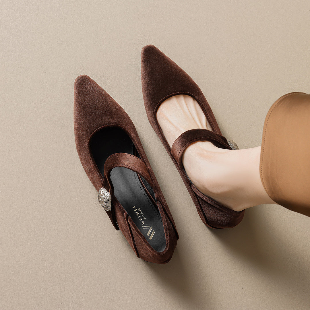 Damen spitze Ballerinas mit eleganter Schnallenverzierung R&B