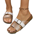 Damen modische Zehentrenner-Sandalen mit verstellbarem Riemen und gepolsterter Sohle R&B