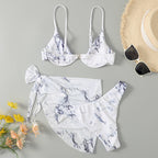 Damen Bikiniset mit marbledem Design und verstellbaren Trägern R&B
