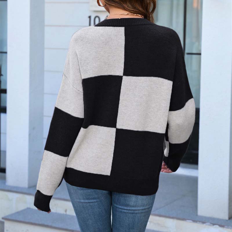 R&B | Karierter Strickpullover
