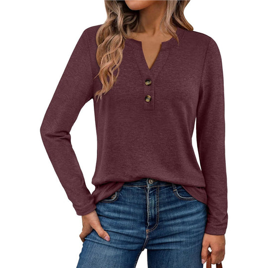 Damen Langarmshirt mit Knopfdetails R&B