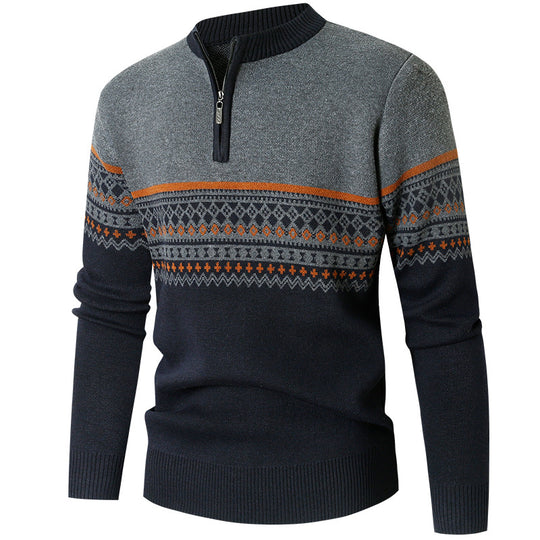 Herren Pullover mit modernem Reißverschluss und geometrischem Muster R&B