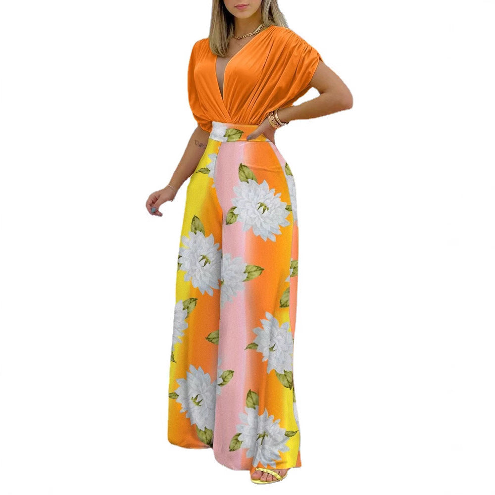 Damen Weit geschnittene Sommerhose mit floralem Design R&B