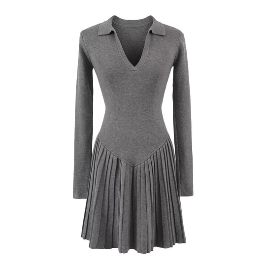 Damen langärmliges Plisseekleid R&B