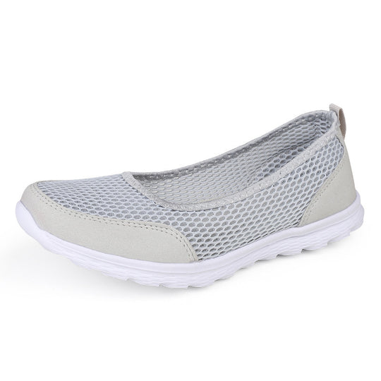 Damen nan atmungsaktive Netz-Ballerina-Sneaker mit flexibler rutschfester Laufsohle und gepolstertem Fußbett R&B
