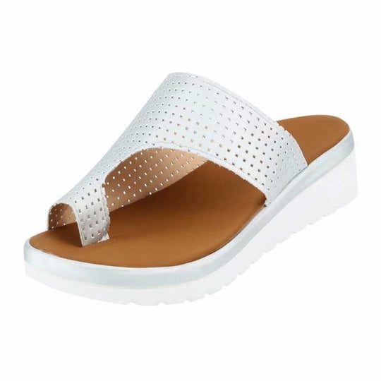 Damen nan lässige Zehensteg-Slipper mit gelochtem Soft-Obermaterial und dämpfender Keilsohle R&B