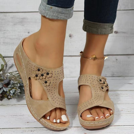 Damen modische Komfortsandalen mit floralem Design R&B