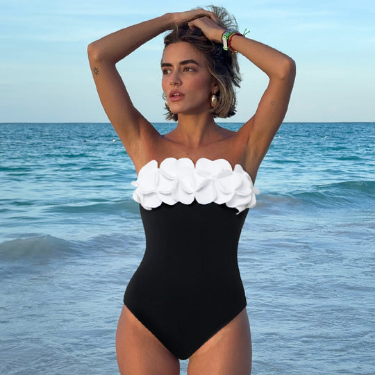 Damen Schwimmanzug mit floralem Oberteil und eleganter Maxi-Rock R&B