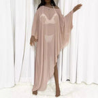 Damen transparenter Strandüberwurf mit eleganten Ärmeln R&B