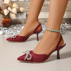 Damen Slingback-Pumps mit funkelndem Schleifen-Detail R&B