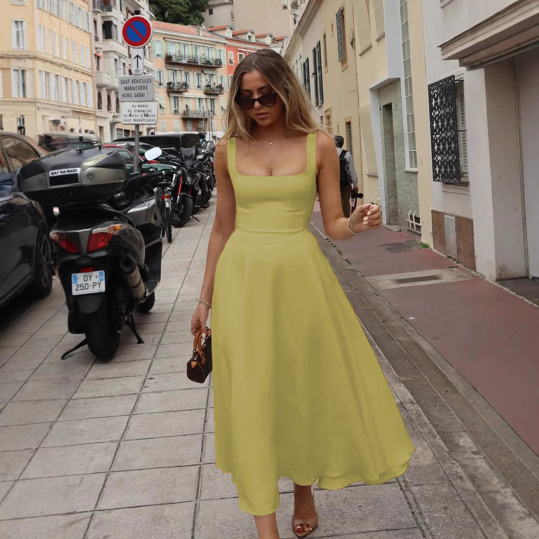 Damen Elegantes Maxikleid mit traumhaftem A-Linien Schnitt und schickem Quadrat-Ausschnitt R&B