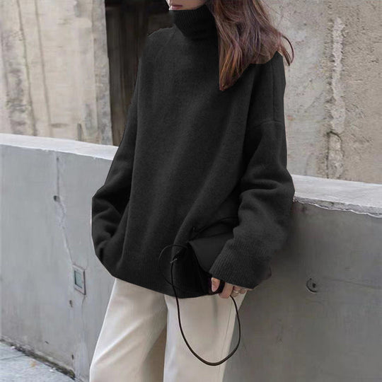 Damen bequemer Rollkragenpullover aus hochwertigem Wollmix R&B