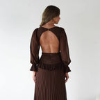 Damen Maxi-Kleid mit weitem Schnitt und Rüschendetails EB