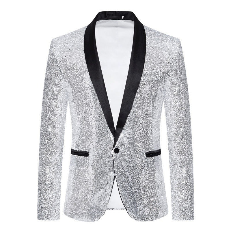 R&B Herren Pailletten-Blazer mit Schalkragen