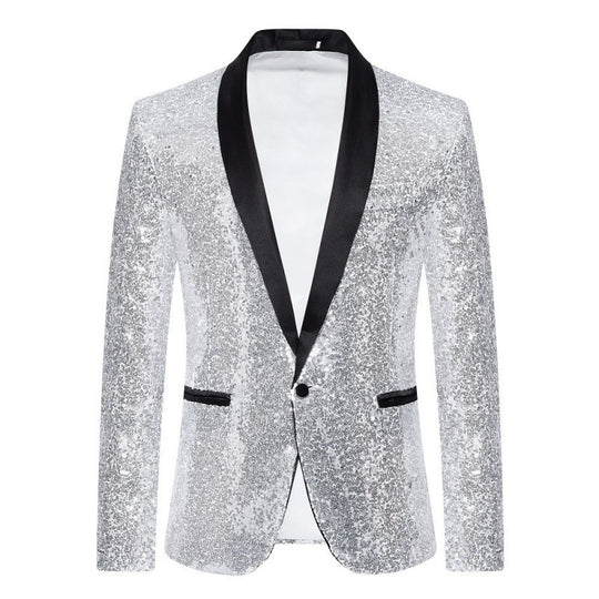 R&B Herren Pailletten-Blazer mit Schalkragen