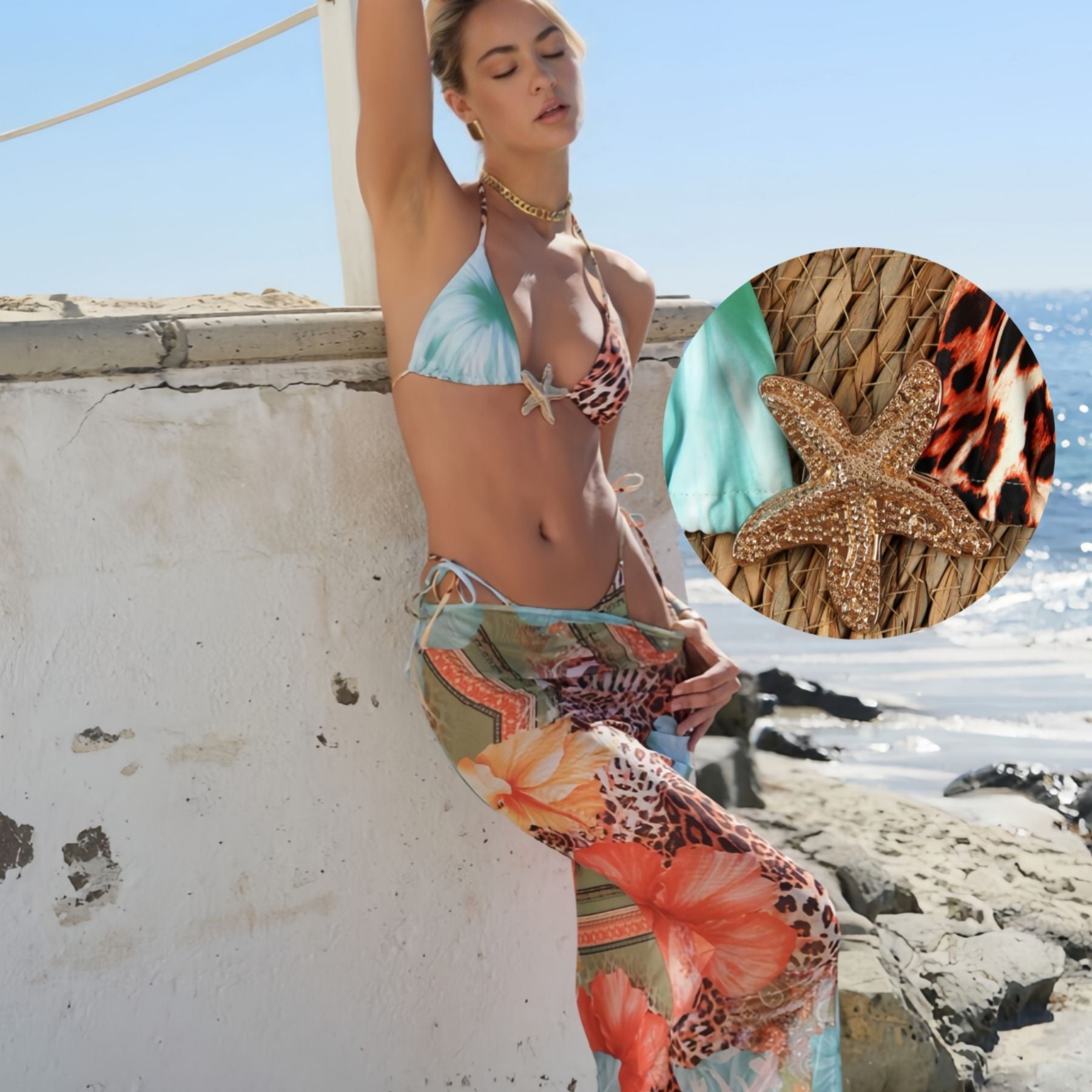 Damen Bikini-Set mit floralem Design und eleganter Maxiröcke R&B