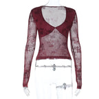 Damen Spitzenoberteil mit tiefem V-Ausschnitt und floralem Design R&B