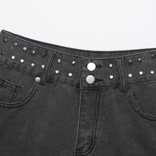 Damen Jeans-Shorts mit dekorativen Nieten R&B