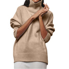 Damen gemütlicher Rollkragenpullover mit Oversized-Schnitt und strukturiertem Material R&B