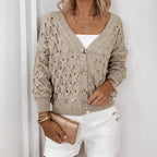 Damen Strickjacke mit luftiger Maschenstruktur und eleganten Knopfdetails
