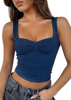 Damen Crop-Top mit gerafftem Detail und quadratischem Ausschnitt R&B