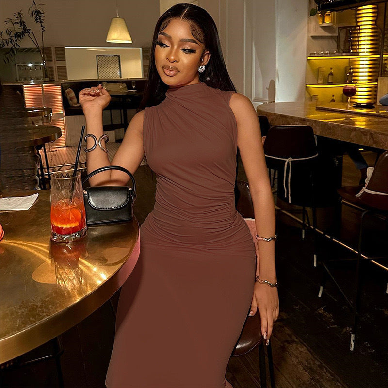 Damen Elegantes figurbetontes Midi-Kleid mit asymmetrischem Saum R&B