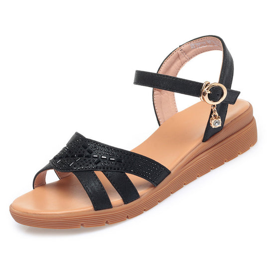 Damen Plateau-Sandaletten mit elegantem Riemendesign und funkelndem Schmuckdetail R&B