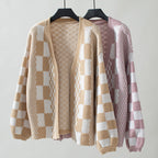 R&B | Karierter Strick Strickjacke