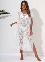 Damen eleganter Häkelstrandüberwurf mit floralen Mustern R&B