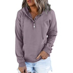 Damen Kapuzenpullover mit Knopfleiste und Taschen R&B