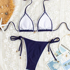 Damen Triangel-Bikini mit eleganter Rüsche und verschlusslosen Details