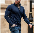 Herren modischer Strickpullover mit hohem Kragen und Reißverschluss
