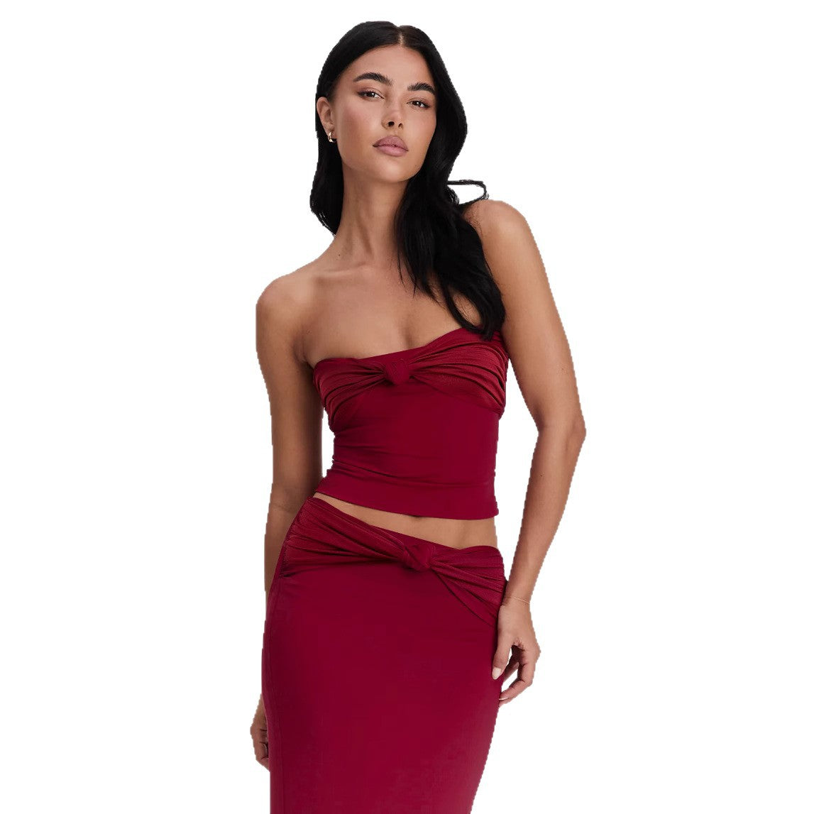Damen Wickeloberteil mit Knotendetails und figurbetontem Design