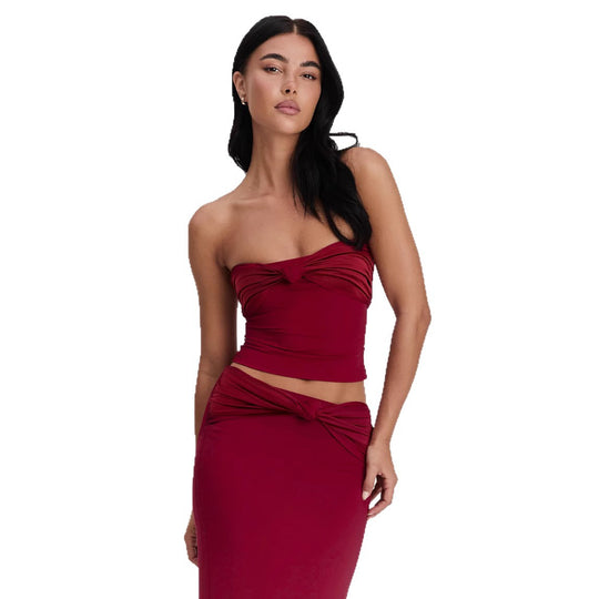 Damen Wickeloberteil mit Knotendetails und figurbetontem Design R&B