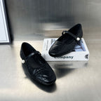 Damen elegante Ballerinas mit hochwertiger Lederoberfläche und modischen Riemen R&B